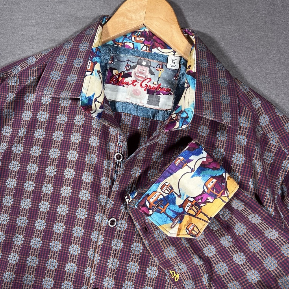 Robert Graham Shirt Mens M Classic Fit All Over Print Flip Cuff Limited Edition